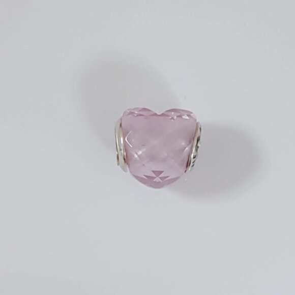 Pandora Shape of Love Charm, Pink Cubic Zirconia Faceted Murano Glass Charm S925 - Picture 3 of 5